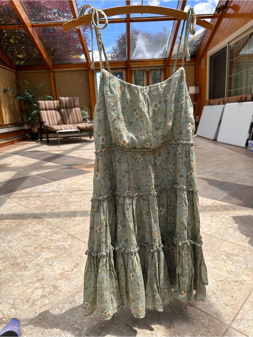 Green Floral Tiered Sundress